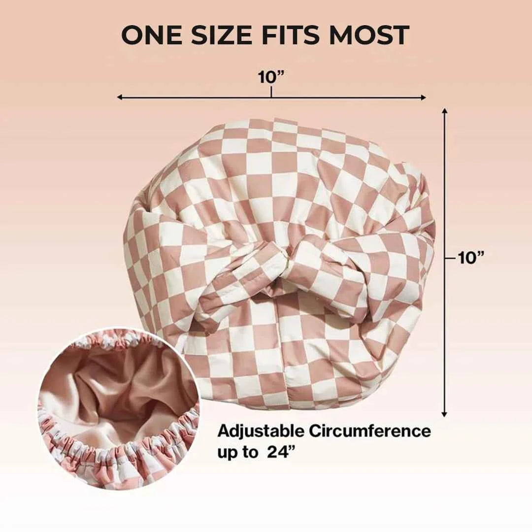 Luxury Satin-Lined Waterproof Shower Cap