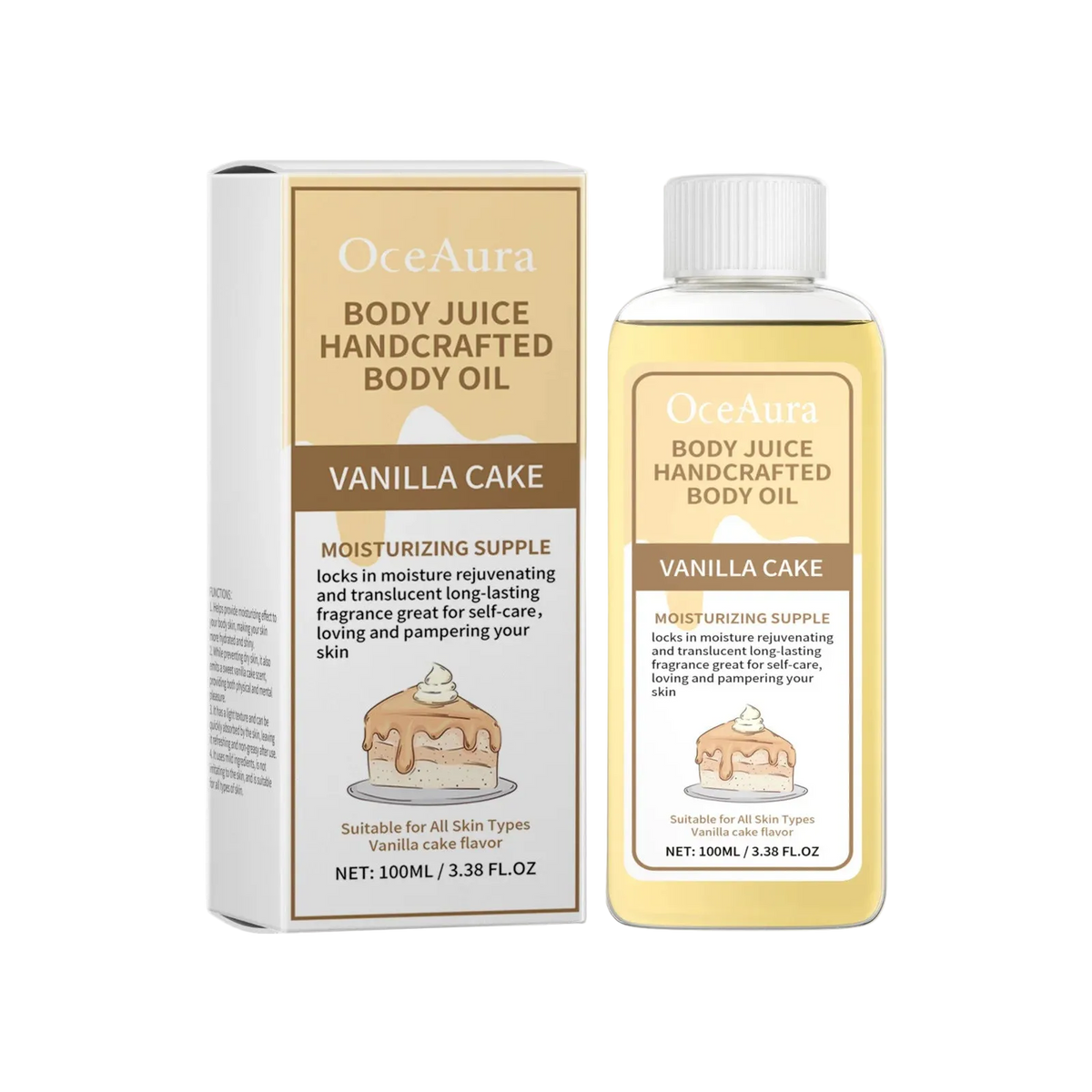 OceAura Vanilla Scented Body Oil Long Lasting Fragrance Moisturizing Skin Rejuvenation Coconut Oil Strawberry Body Massage Oil