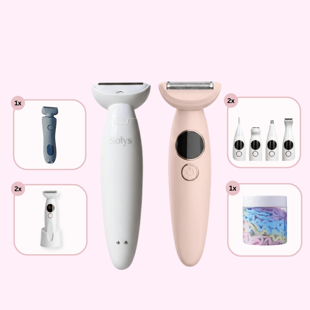 SmoothShave™ Razor 2.0 Gift Squad Deal featuring an electric razor with grooming accessories for a complete body and bikini hair removal routine.