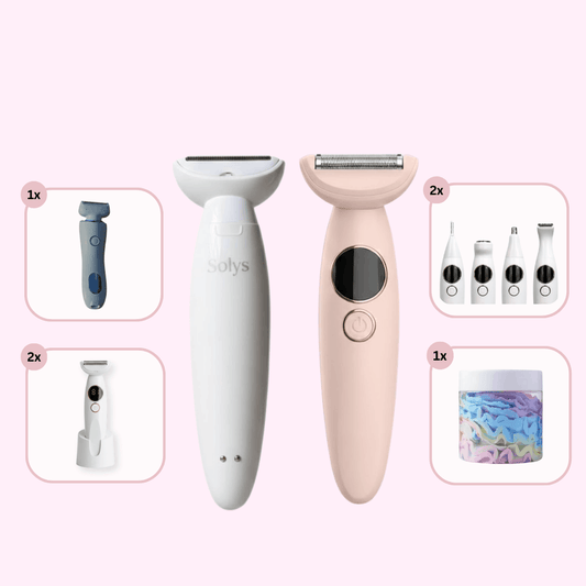 SmoothShave™ Razor 2.0 Gift Squad Deal featuring an electric razor with grooming accessories for a complete body and bikini hair removal routine.