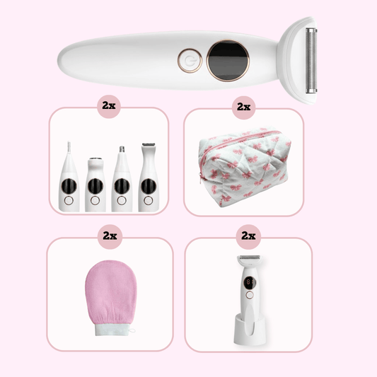 SmoothShave™ Razor 2.0 Premium Gift Set with electric razor, grooming accessories, and premium travel essentials for a complete hair removal routine.