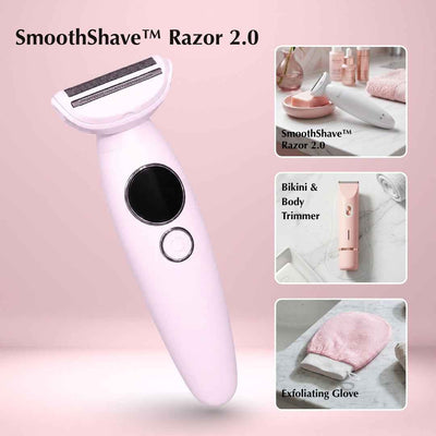 SmoothShave™ Razor 2.0 PLUS Bikini & Body Trimmer and Exfoliating Glove