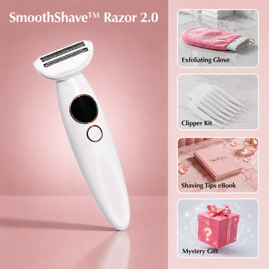 Trysolys SmoothShave™ Razor 2.0 electric razor with exfoliating glove, clipper kit, shaving tips eBook, and mystery gift included
